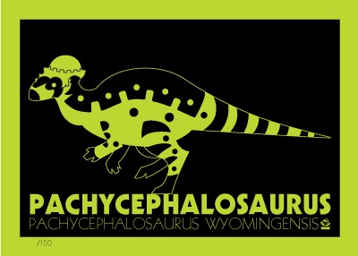 Pachycephalosaurus Neon-A-Saur 5x7 Giclee Print picture