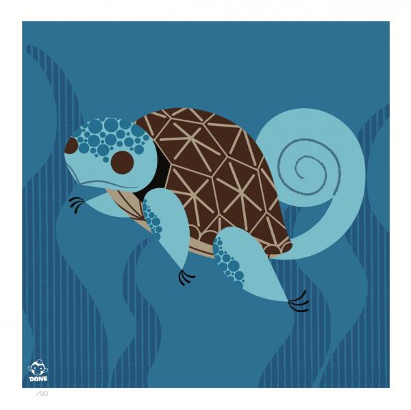 Squirtle 8x8 Mid-Century Modern Giclee Print