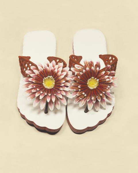 Red Flower Flip Flops Vertical REPRODUCTION picture