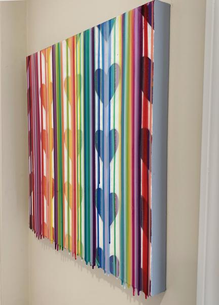 Dripping Hearts with stripes original painting 20x20 picture