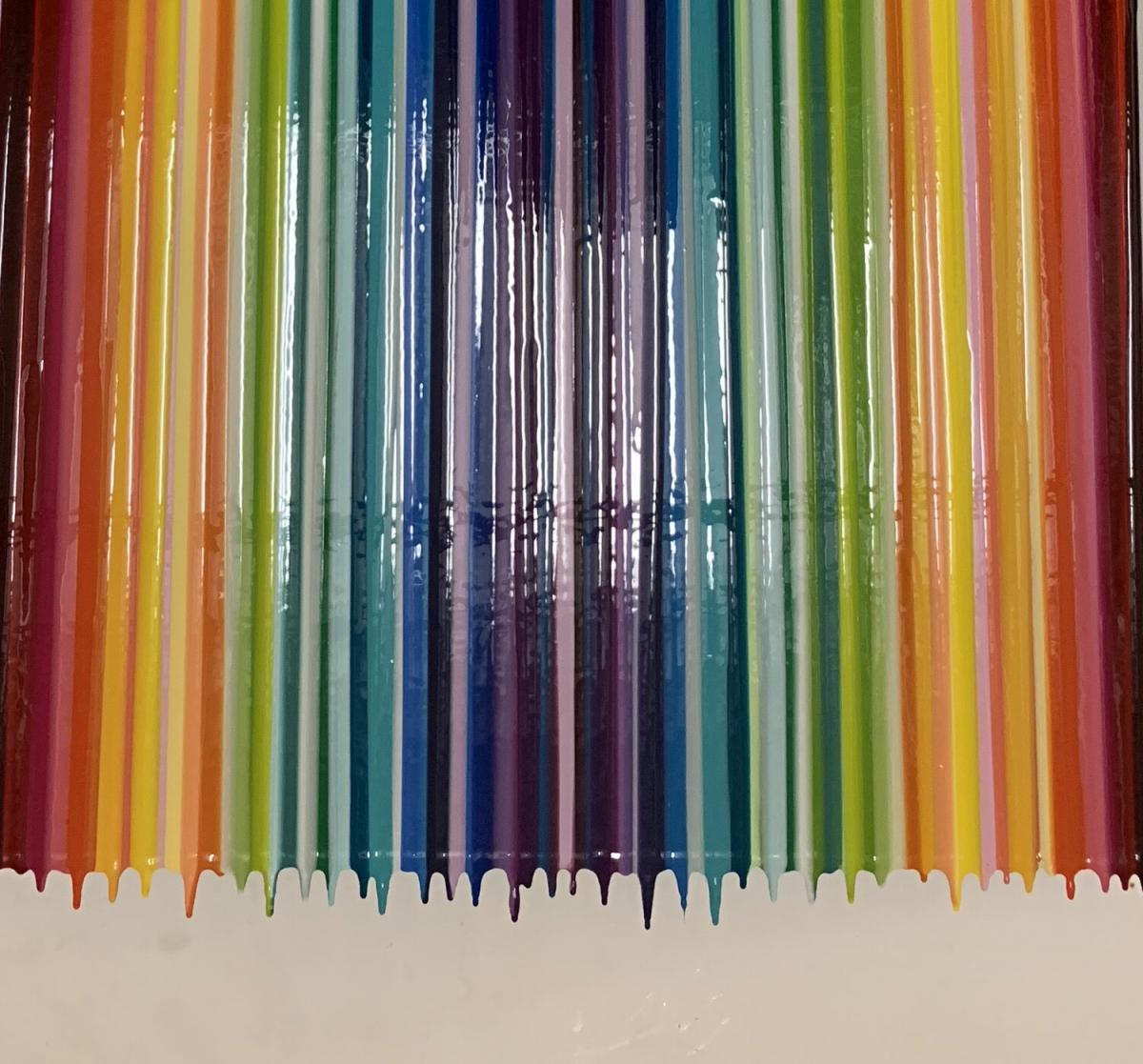 Lucky Charm original painting stripes and drips picture