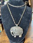 Bronze Tone Antique Elephant Pendent Necklace