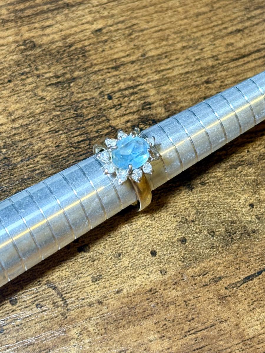 Blue Faceted Gem Ring (Size 6.25) picture