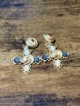 Multi Cameo Gold Tone Twisted Metal Cross Clip on Earrings