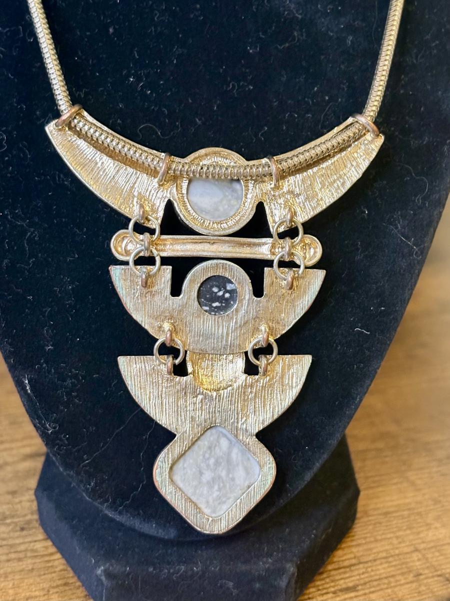 Crystal Geometric Gold Tone Choker Necklace picture