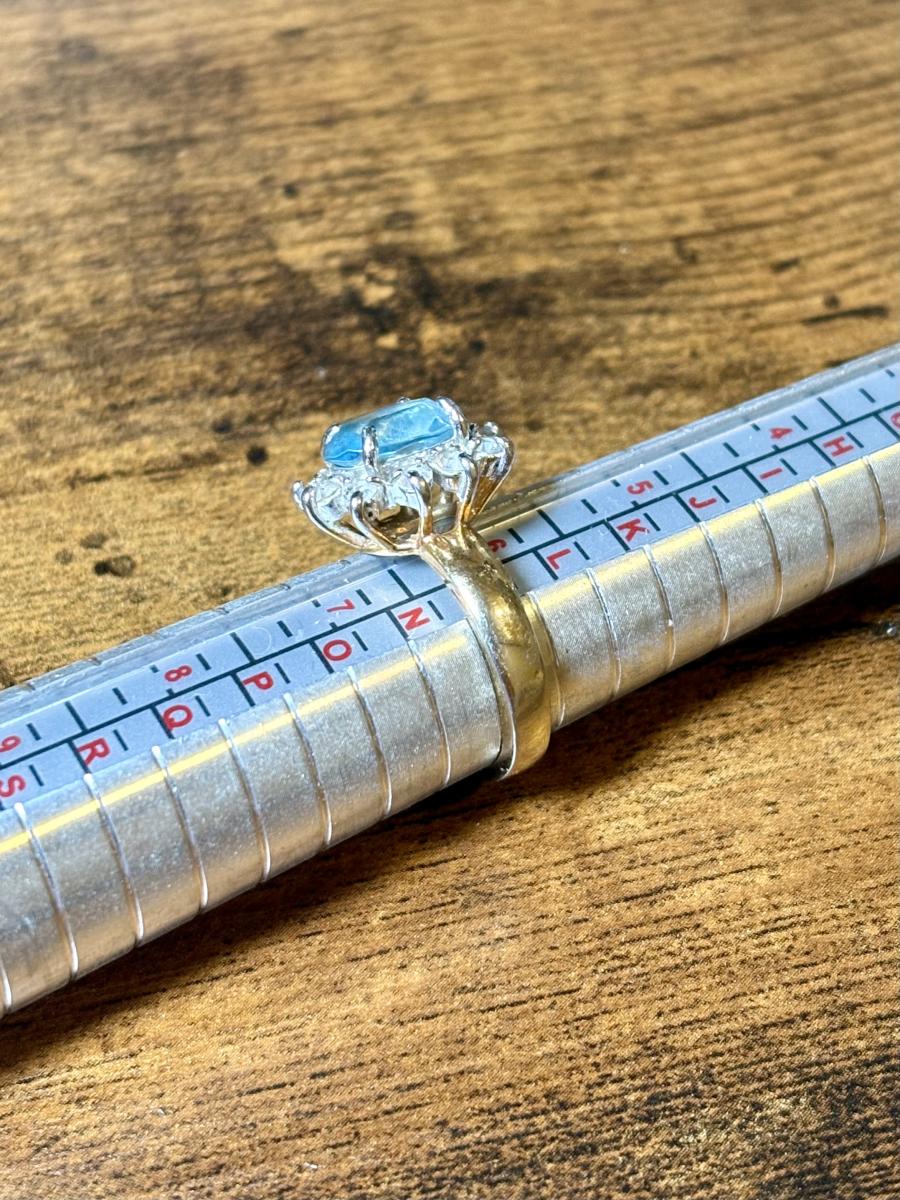 Blue Faceted Gem Ring (Size 6.25) picture