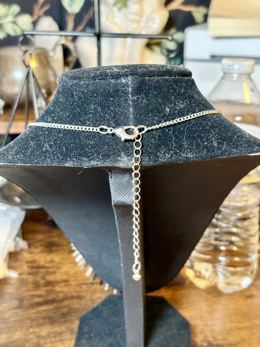 Silver Tone Fan Statement Necklace picture