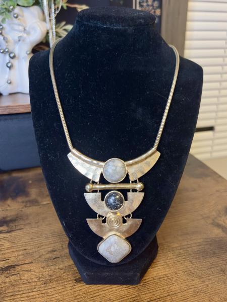 Crystal Geometric Gold Tone Choker Necklace