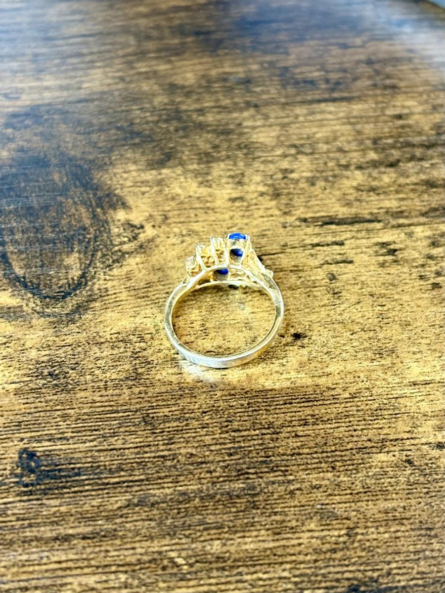 Lapis Cluster Gold Tone Ring (Size 8) picture