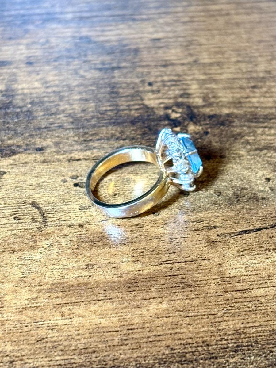 Blue Faceted Gem Ring (Size 6.25) picture