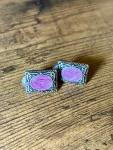 Rhodochrosite Crystal Bronze Tone Square Clip on Earrings