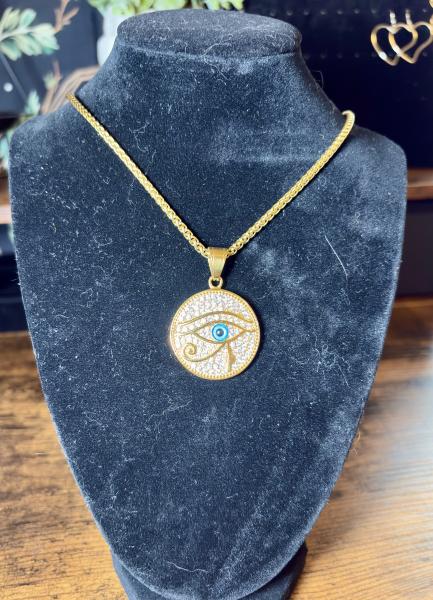 HZMAN Gold Tone Eye of Horus Pendent Necklace