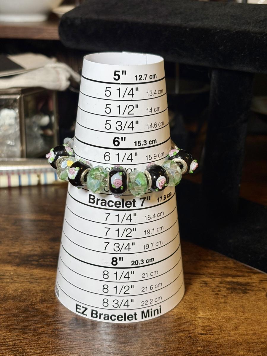 Beaded Rose Silver Tone Bracelet picture