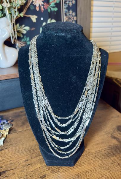 Sarah Coventry 1977 Chiffon Multi-Strand Silver Tone Necklace