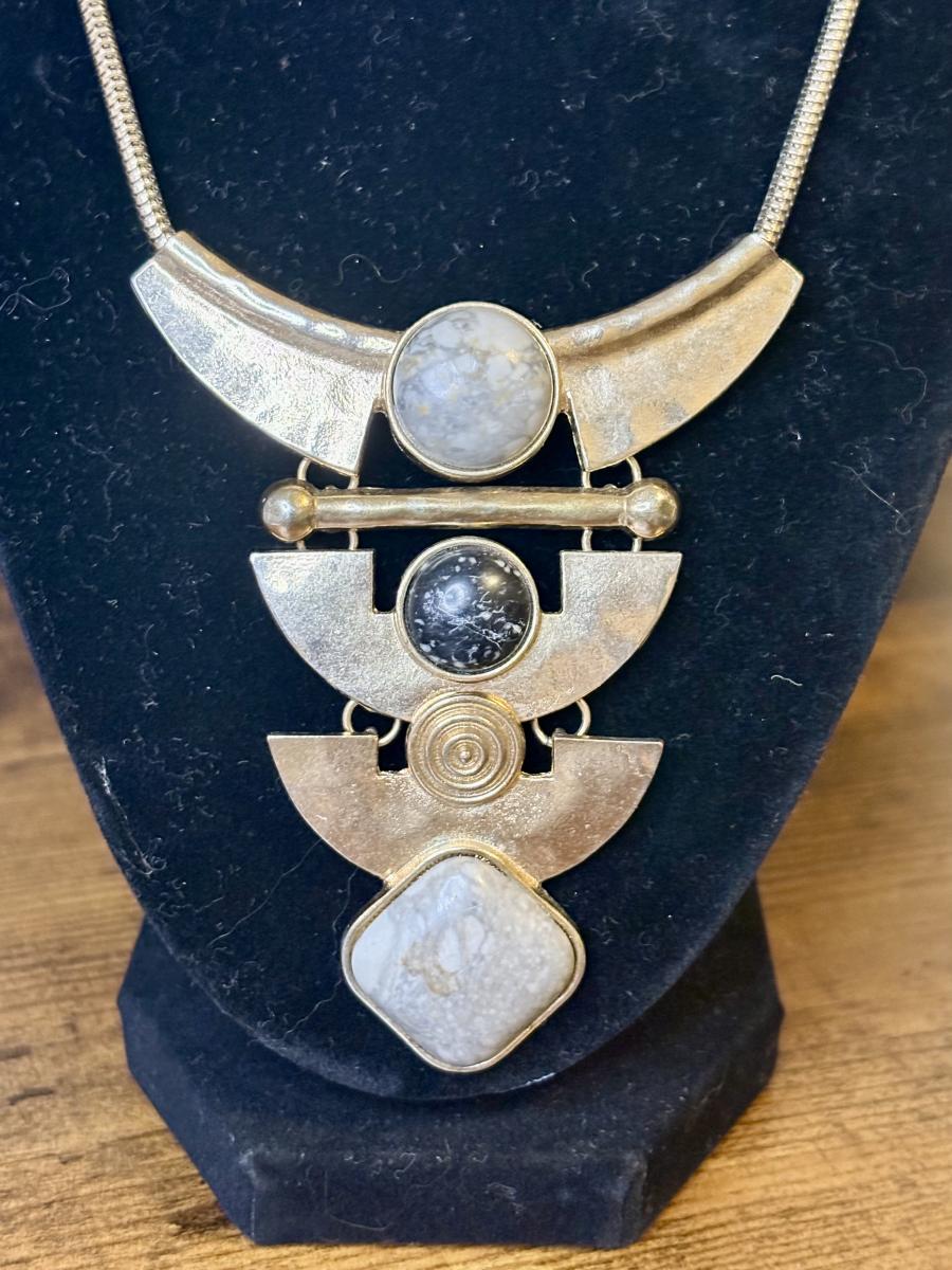 Crystal Geometric Gold Tone Choker Necklace picture