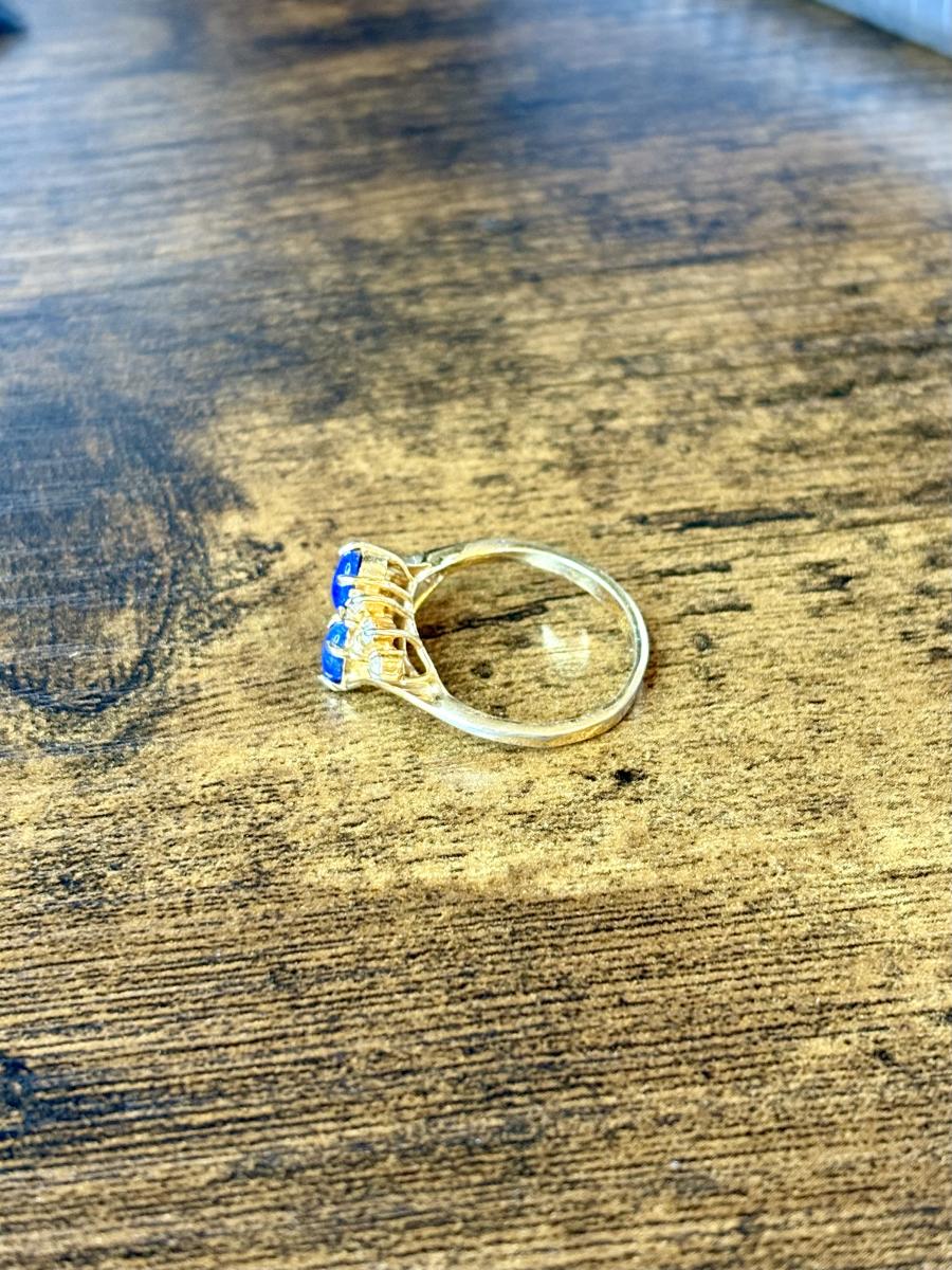Lapis Cluster Gold Tone Ring (Size 8) picture