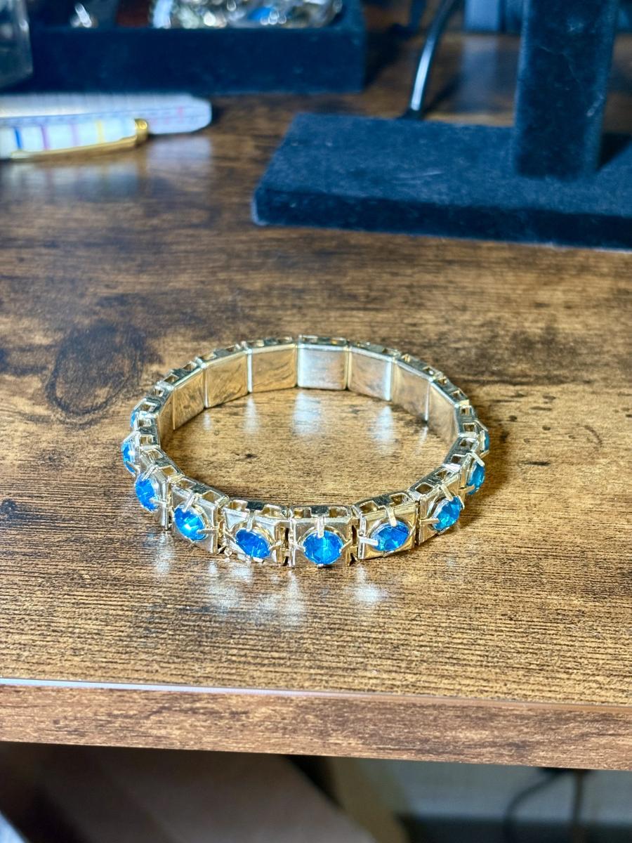 Blue Gem & Gold Tone Boho Bracelet picture