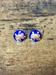 Cloisonn&eacute; Gold Tone Floral Earrings