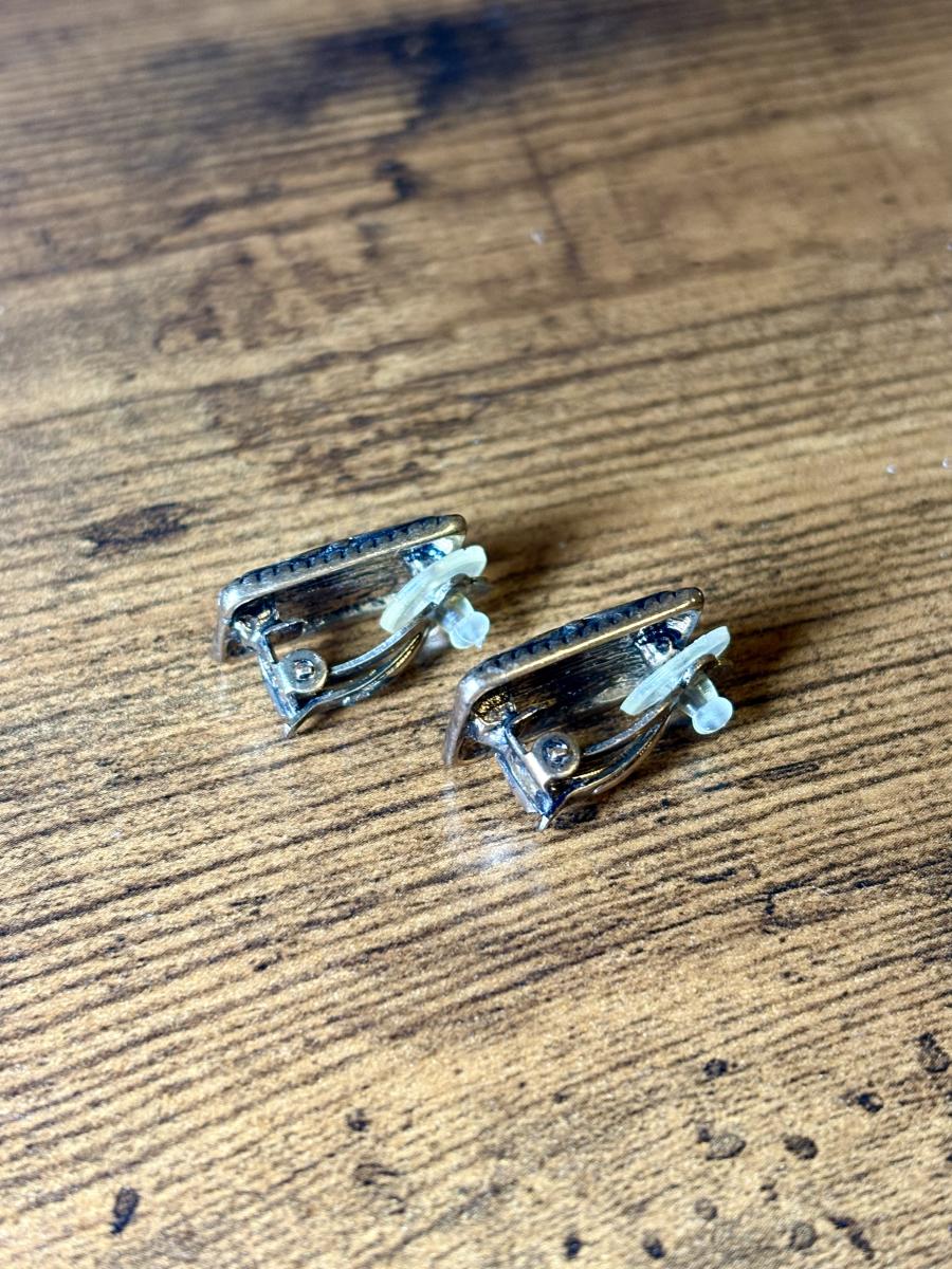 Rhodochrosite Crystal Bronze Tone Square Clip on Earrings picture