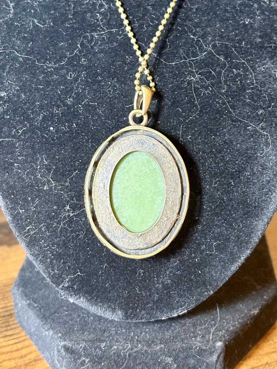 Green & Bronze Tone Cameo Necklace picture