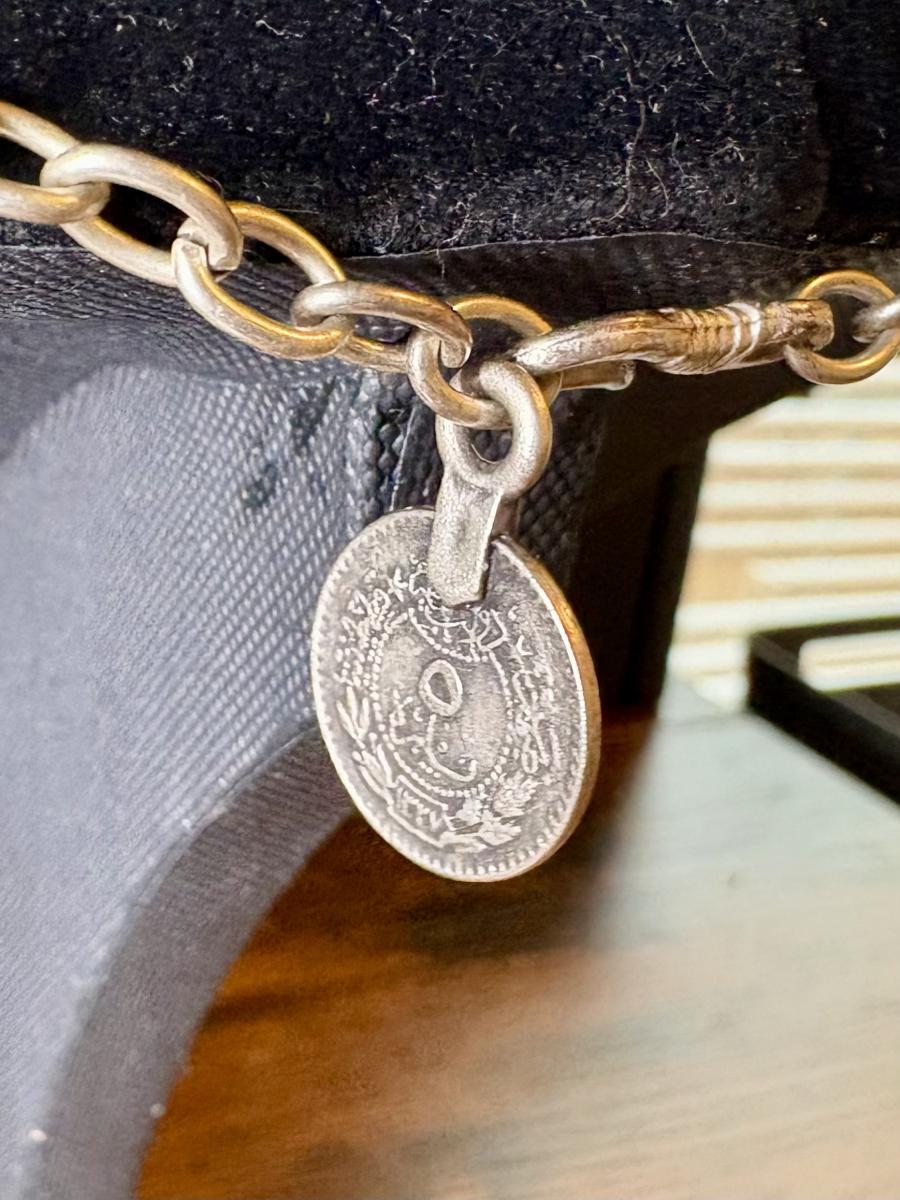 Sterling Sliver Swirl Necklace w/ Coin Charm picture