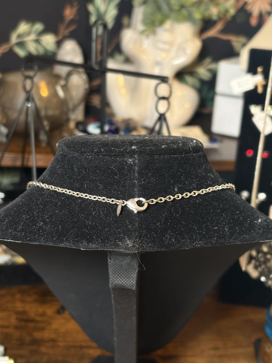 AVON Sliver Tone Muti Chain Navy Blue Necklace picture