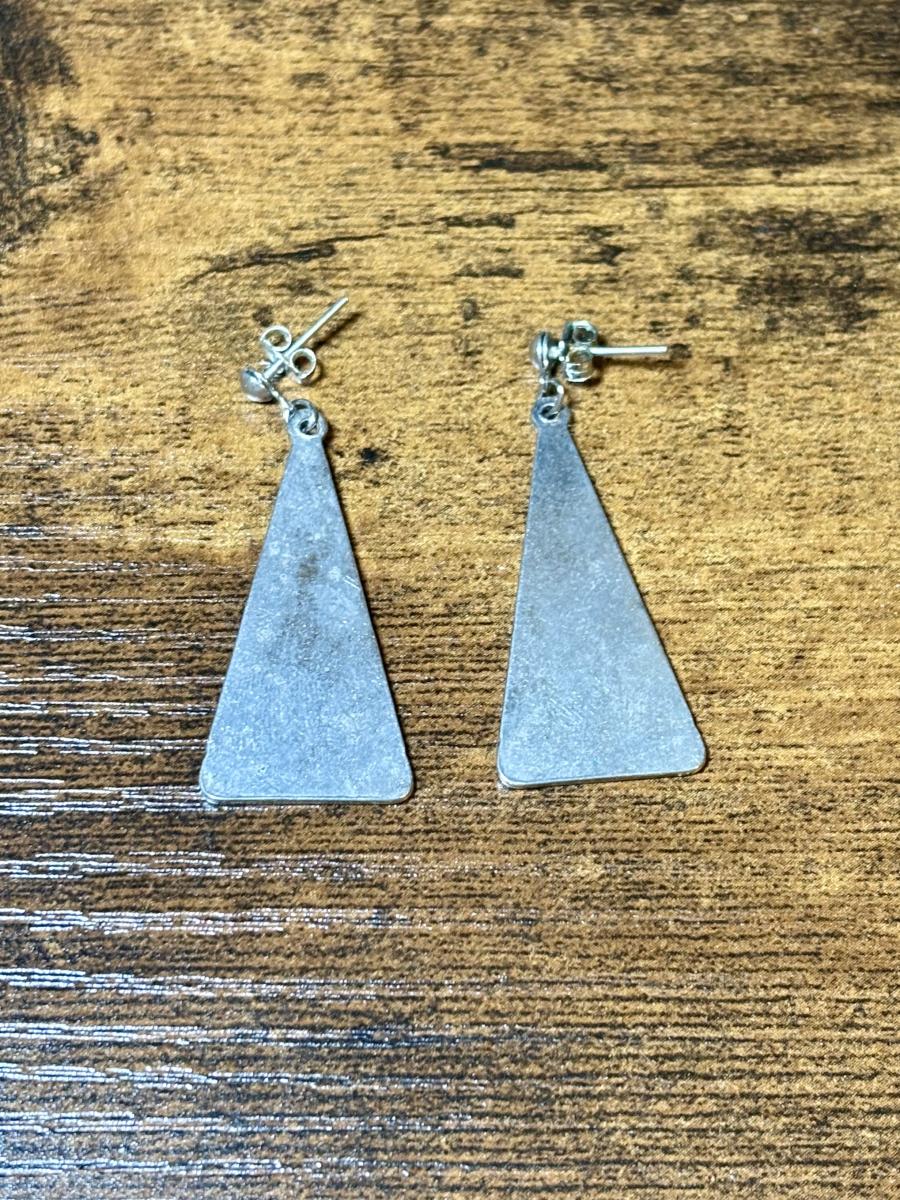 Boho Style Silver Tone Pyramid Earrings picture