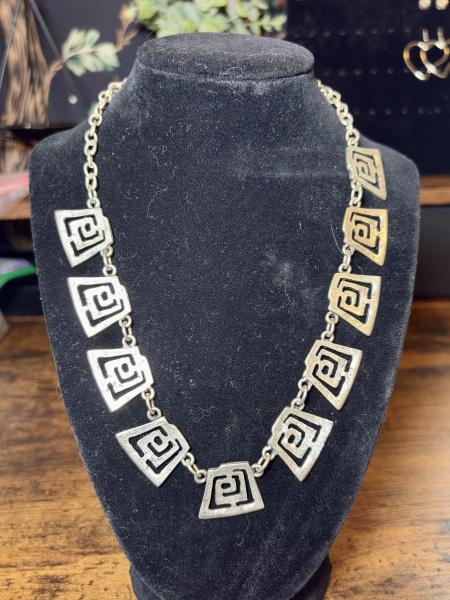 Sterling Sliver Swirl Necklace w/ Coin Charm
