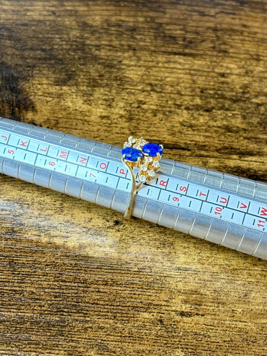 Lapis Cluster Gold Tone Ring (Size 8) picture