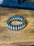 Black & Silver Tone Rhinestone Stretch Bracelet