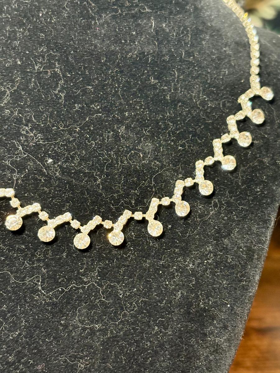 Rhinestone Sliver Tone Choker Necklace picture