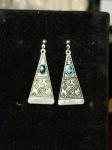 Boho Style Silver Tone Pyramid Earrings
