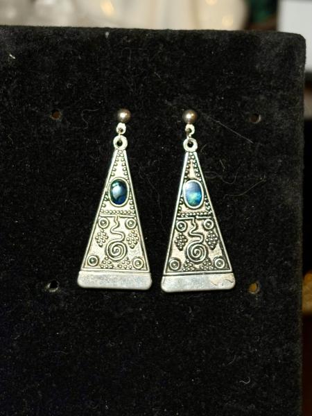 Boho Style Silver Tone Pyramid Earrings