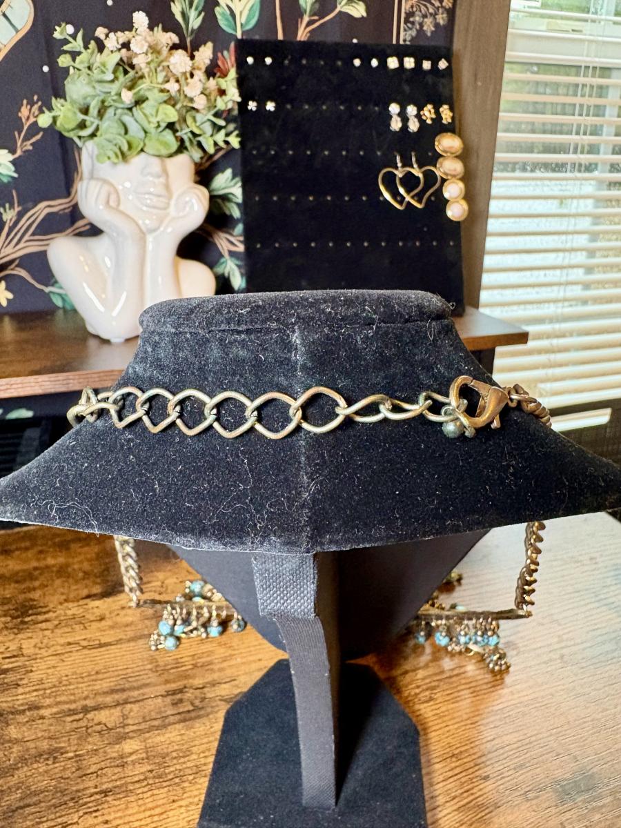 Antique Brass & Turquoise Statement Necklace picture