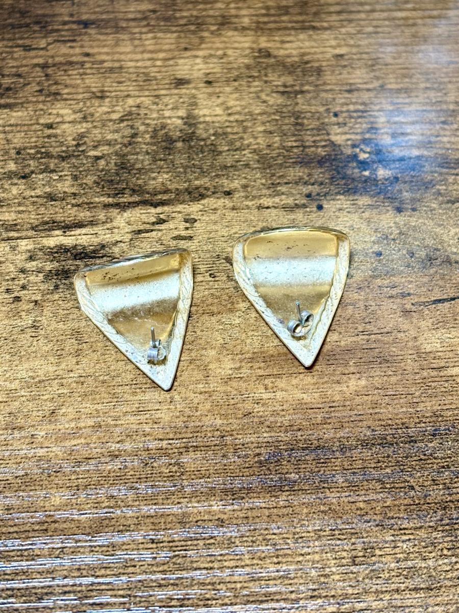 Abstract Art Gold Tone Curved Earrings picture
