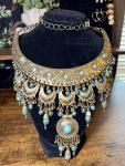 Antique Brass & Turquoise Statement Necklace