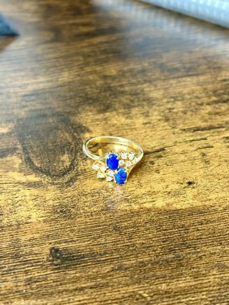 Lapis Cluster Gold Tone Ring (Size 8)