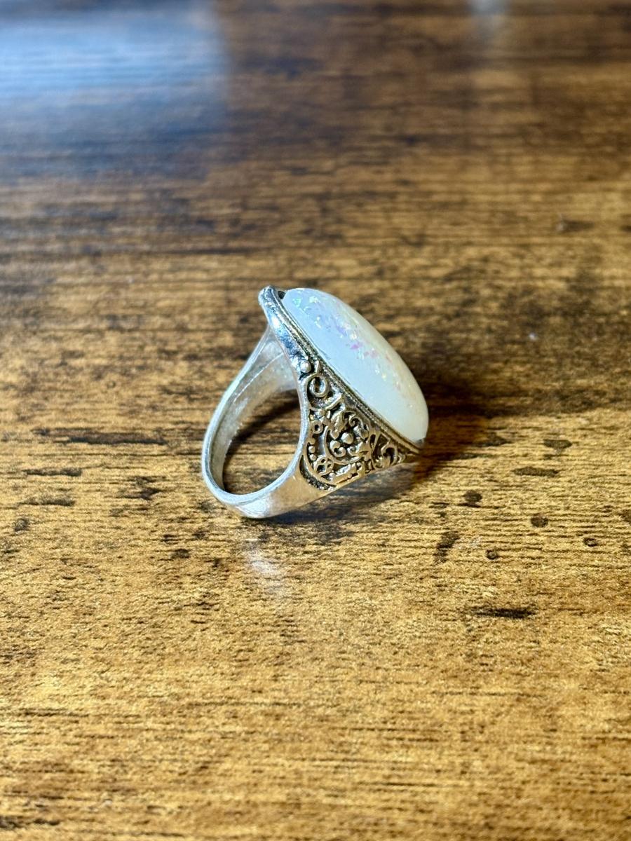Opalite Sliver Tone Ring (Size 8) picture