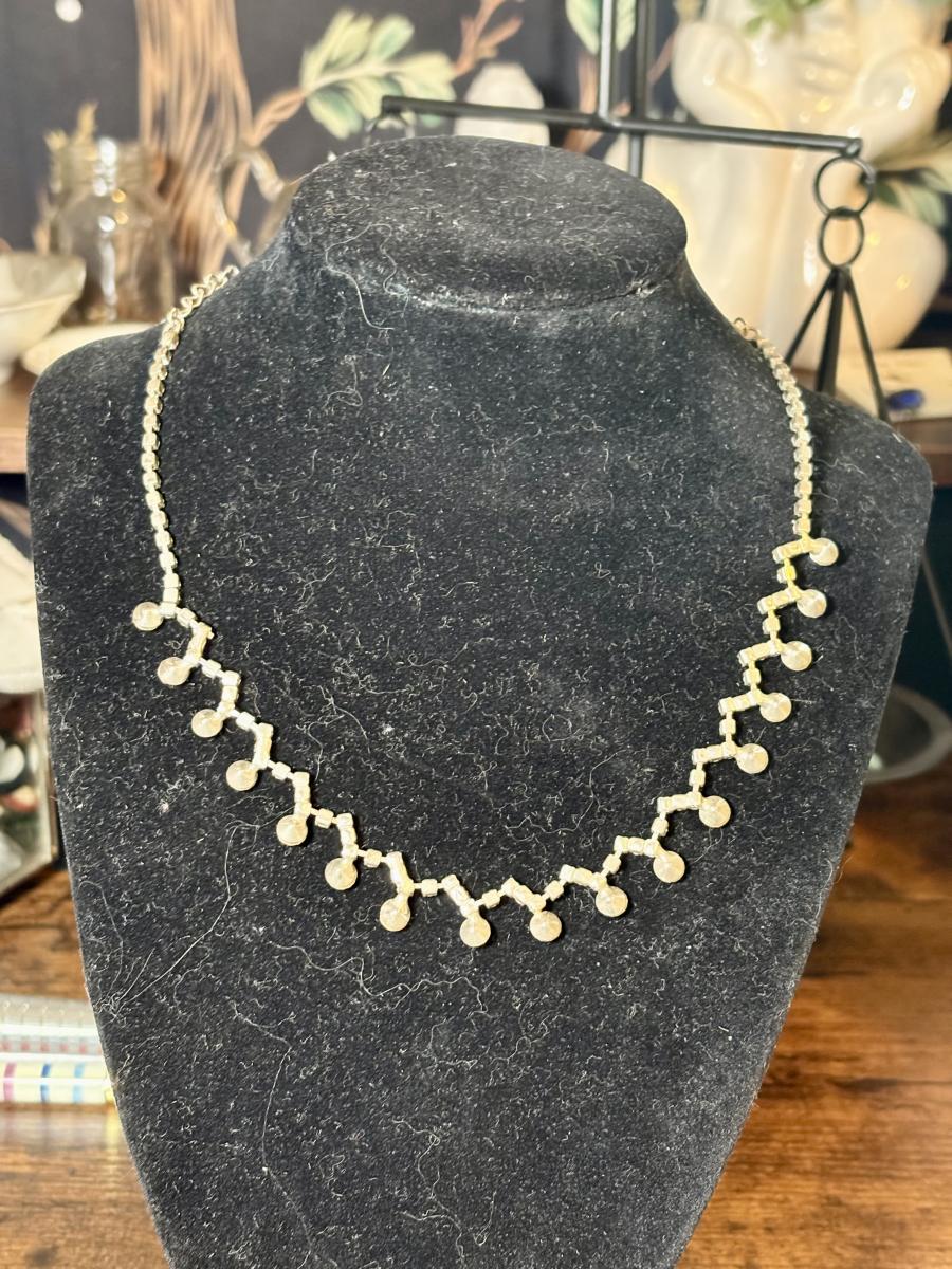 Rhinestone Sliver Tone Choker Necklace picture