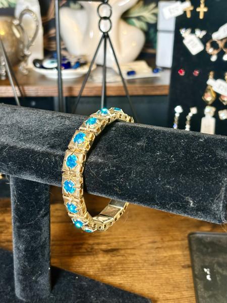 Blue Gem & Gold Tone Boho Bracelet