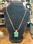 Green Faceted Gem Rectangle Necklace