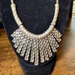 Tribe Imprinted Fan Sliver Tone Necklace