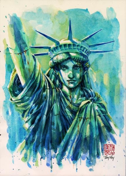 Liberty Resolute - Watercolor on Rice Paper Print