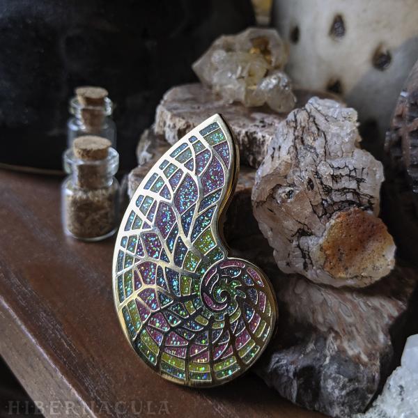 Sacred Spiral Rainbow Ammonite Pin picture