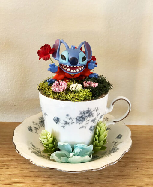 Alien Stitch Tea Cup Terrarium