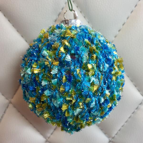 Tufted Blue/Green over Teal Hand Knit Bulb