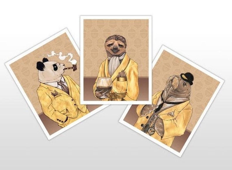 Sultry Sloth, Dapper Panda, and Punctual Walrus  8x10 Set picture