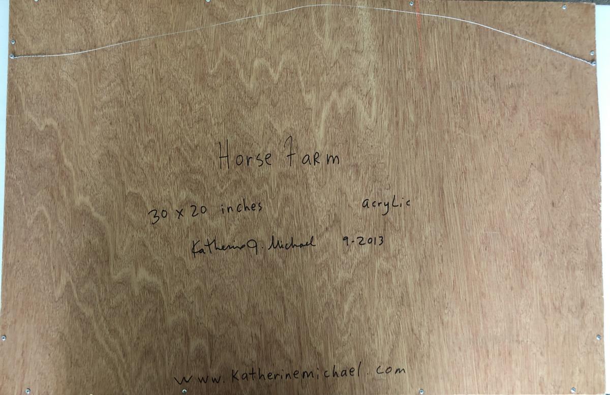 Horse Farm with black flowered frame picture