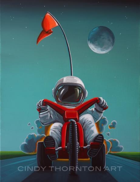 "Space Racer" (original 18x24 acrylic on canvas)