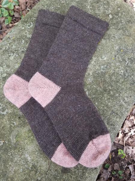 1910 Shepherd Work Socks-Natural Shaela, Hand Dyed Shappy Chic Pink Cuffs/Heels, --Womens's size 7-9